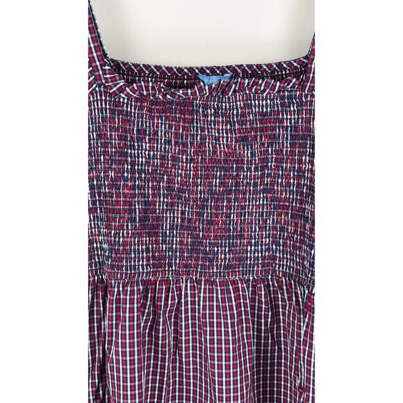 Draper James Deana Smocked Midi Dress Picnic Plaid Womens Plus Size 3X Red Blue - Picture 3 of 10